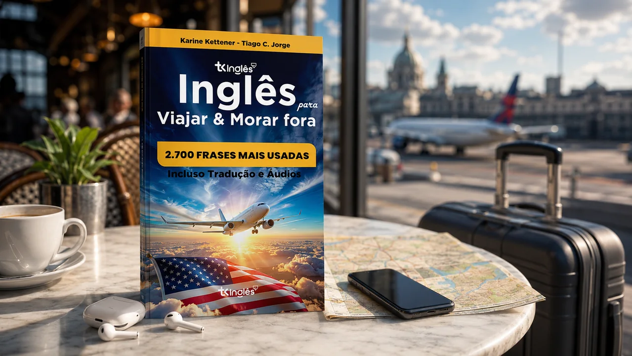 Livro em café com mapa e fones
