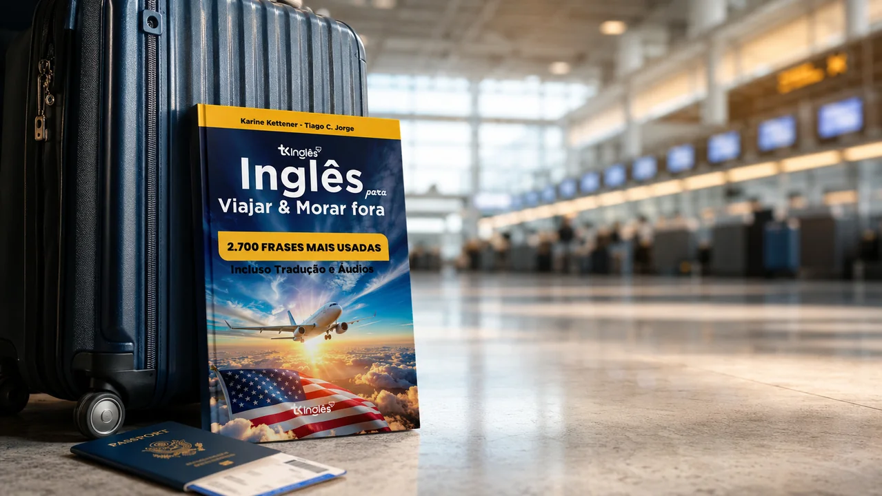 Livro ao lado da mala no aeroporto